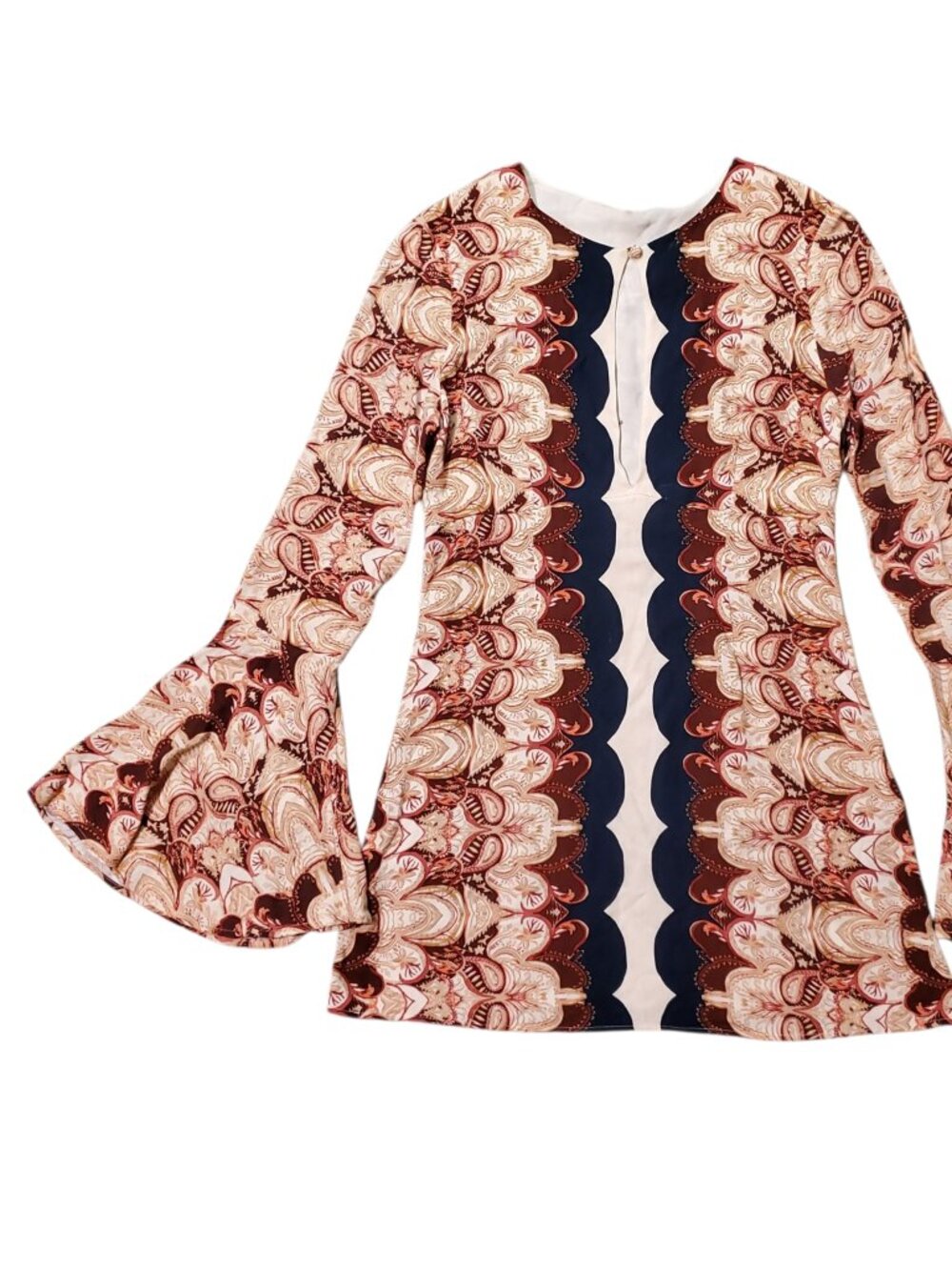 Revolve x Free People Ossie Bell Sleeve Keyhole Paisley Disco Mini Dress - 4